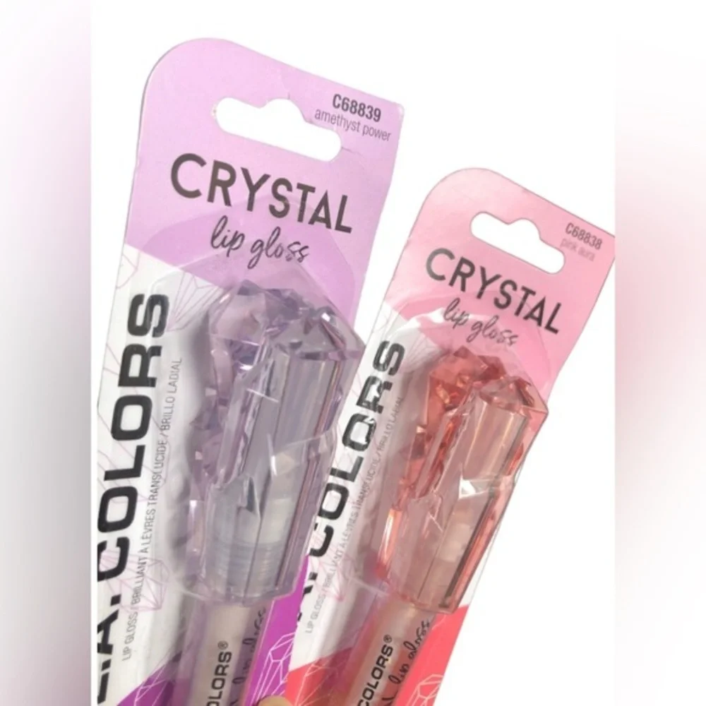 2pack crystal lipgloss in‎ amethyst power and pink aura new